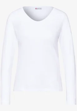 Shirt met ronde V-hals