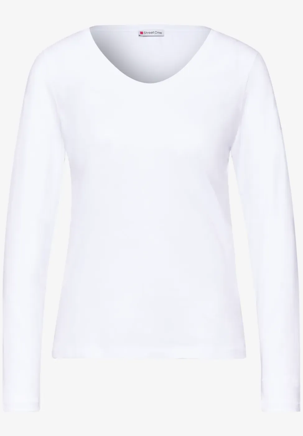 Shirt met ronde V-hals