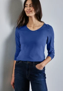 Shirt met ronde V-hals