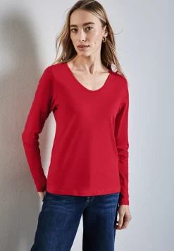 Shirt met ronde V-hals