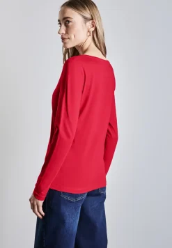 Shirt met ronde V-hals