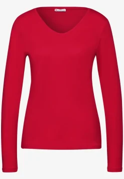 Shirt met ronde V-hals