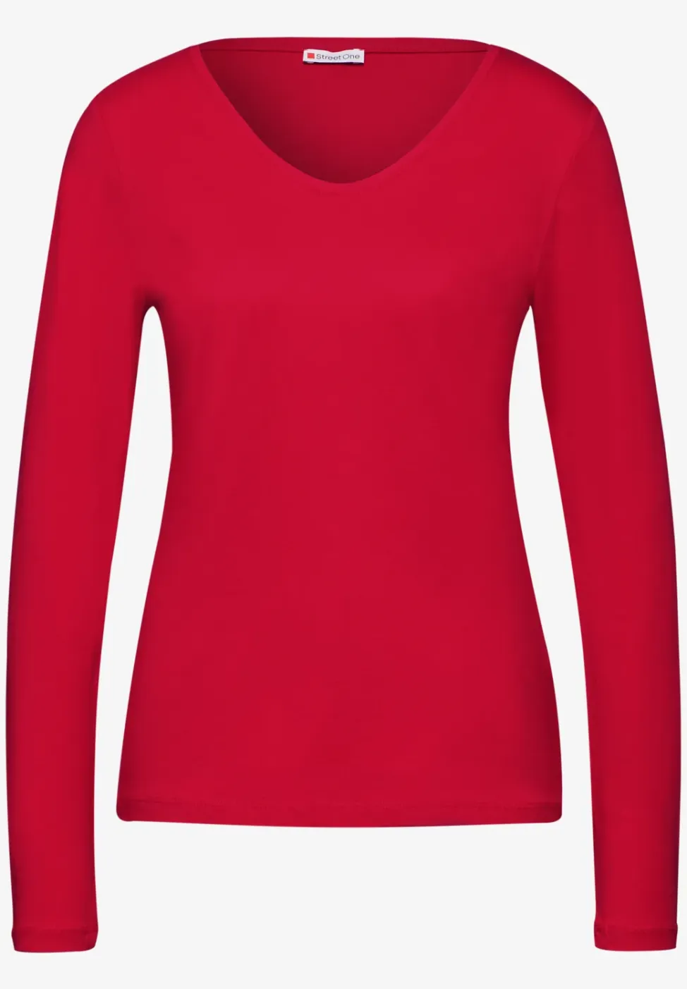 Shirt met ronde V-hals