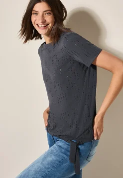 Shirt met structuur en gaatjespatroon