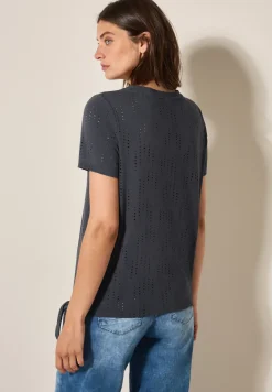 Shirt met structuur en gaatjespatroon