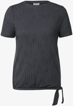 Shirt met structuur en gaatjespatroon