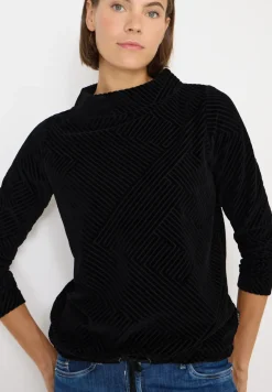 Shirt met structuur en trechtervormige hals