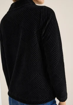 Shirt met structuur en trechtervormige hals