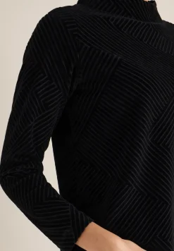 Shirt met structuur en trechtervormige hals
