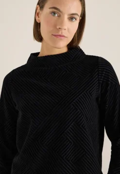 Shirt met structuur en trechtervormige hals