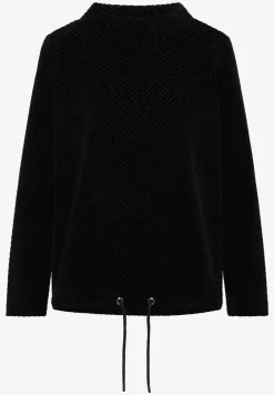 Shirt met structuur en trechtervormige hals