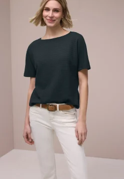 Shirt met structuur in effen kleur