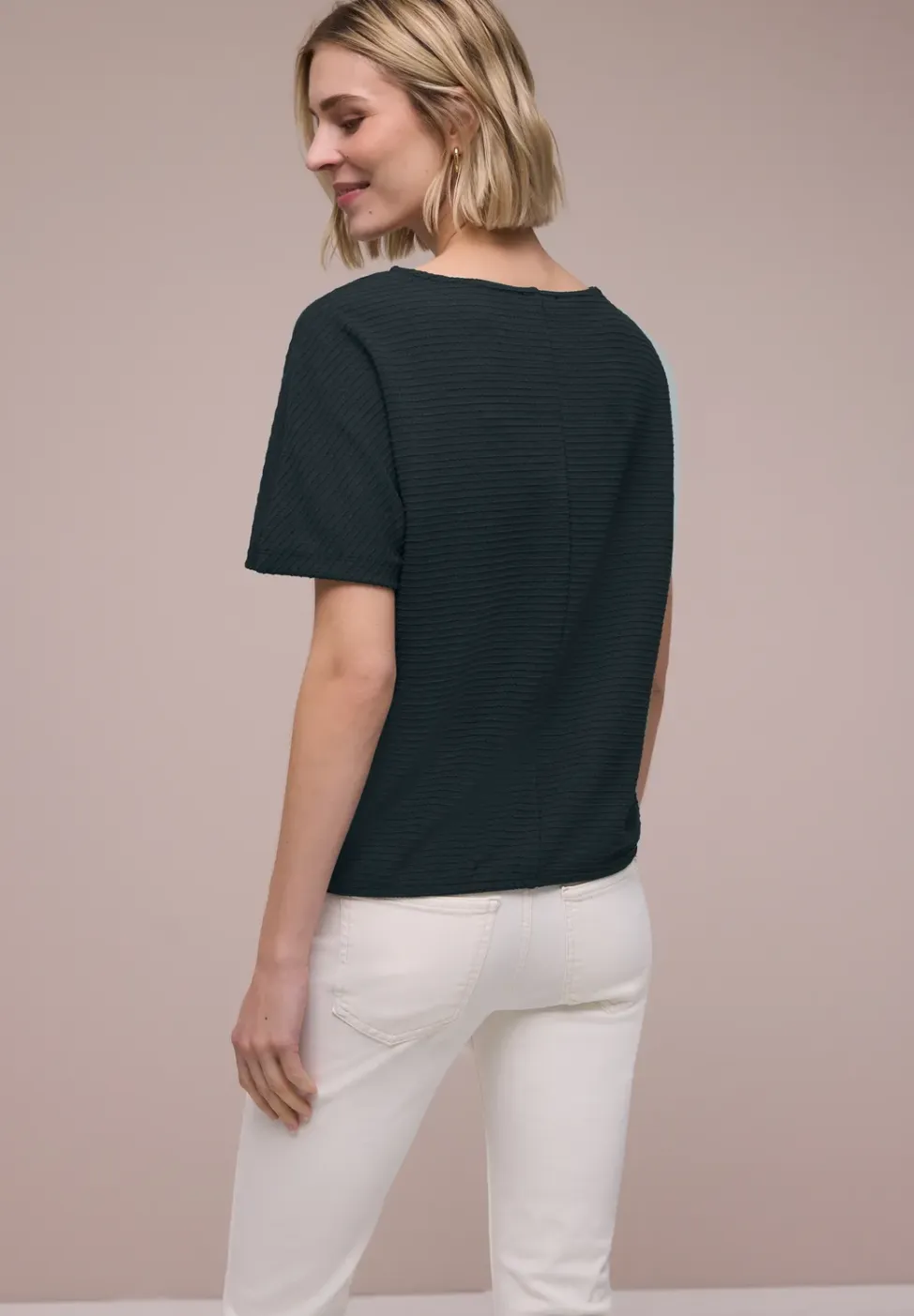 Shirt met structuur in effen kleur