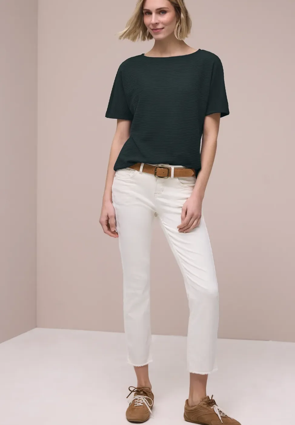 Shirt met structuur in effen kleur