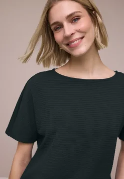 Shirt met structuur in effen kleur