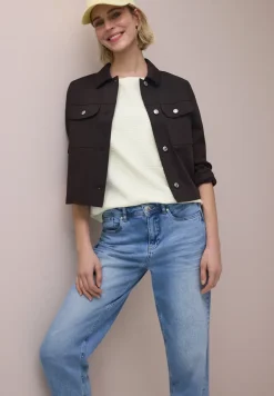 Shirt met structuur in effen kleur