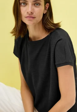 Shirt met structuur in effen kleur