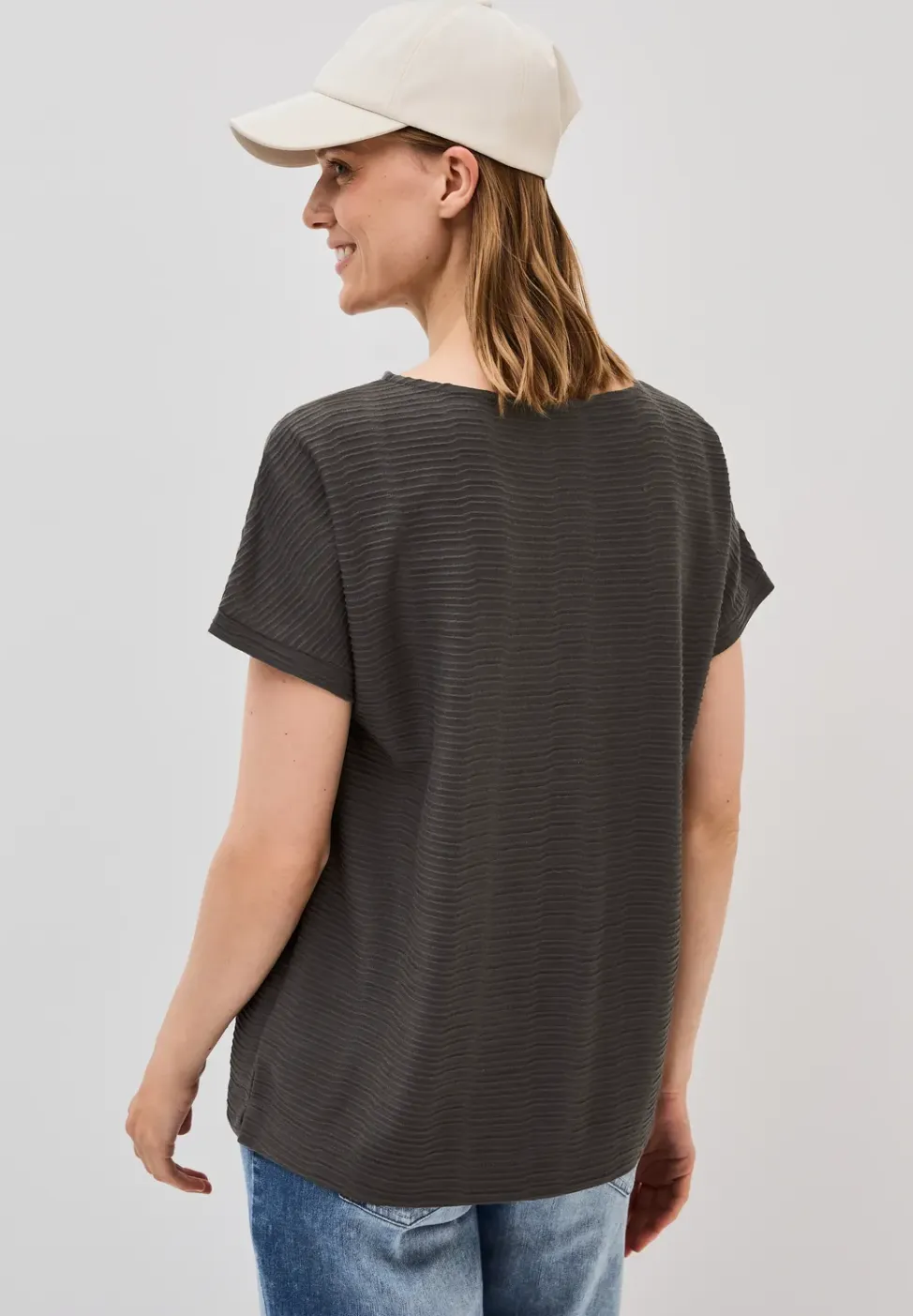 Shirt met structuur in effen kleur