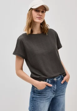 Shirt met structuur in effen kleur