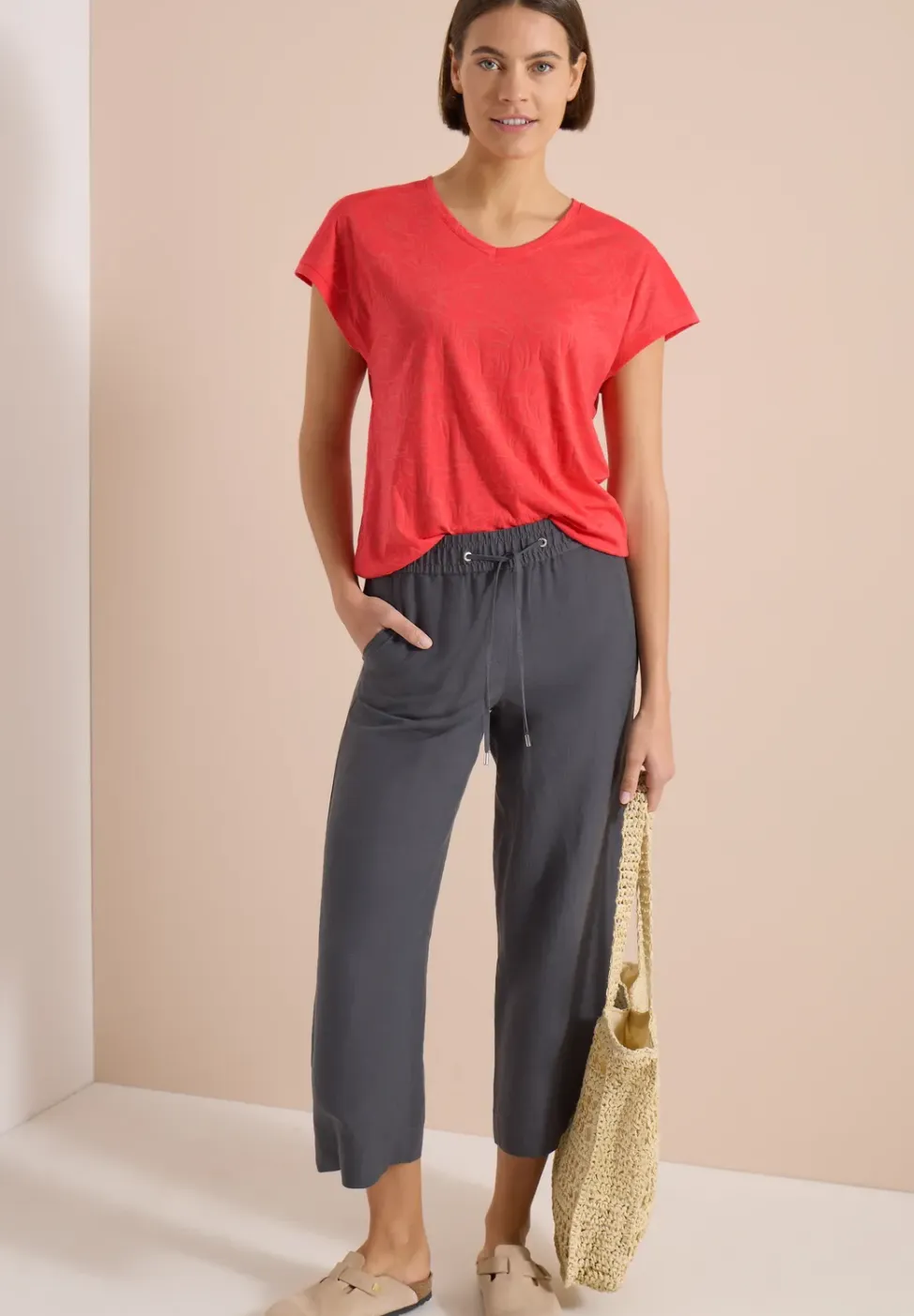 Shirt met ton-sur-ton burn-outpatroon