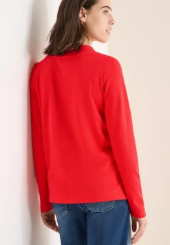 Shirt met trechtervormige hals in effen kleur