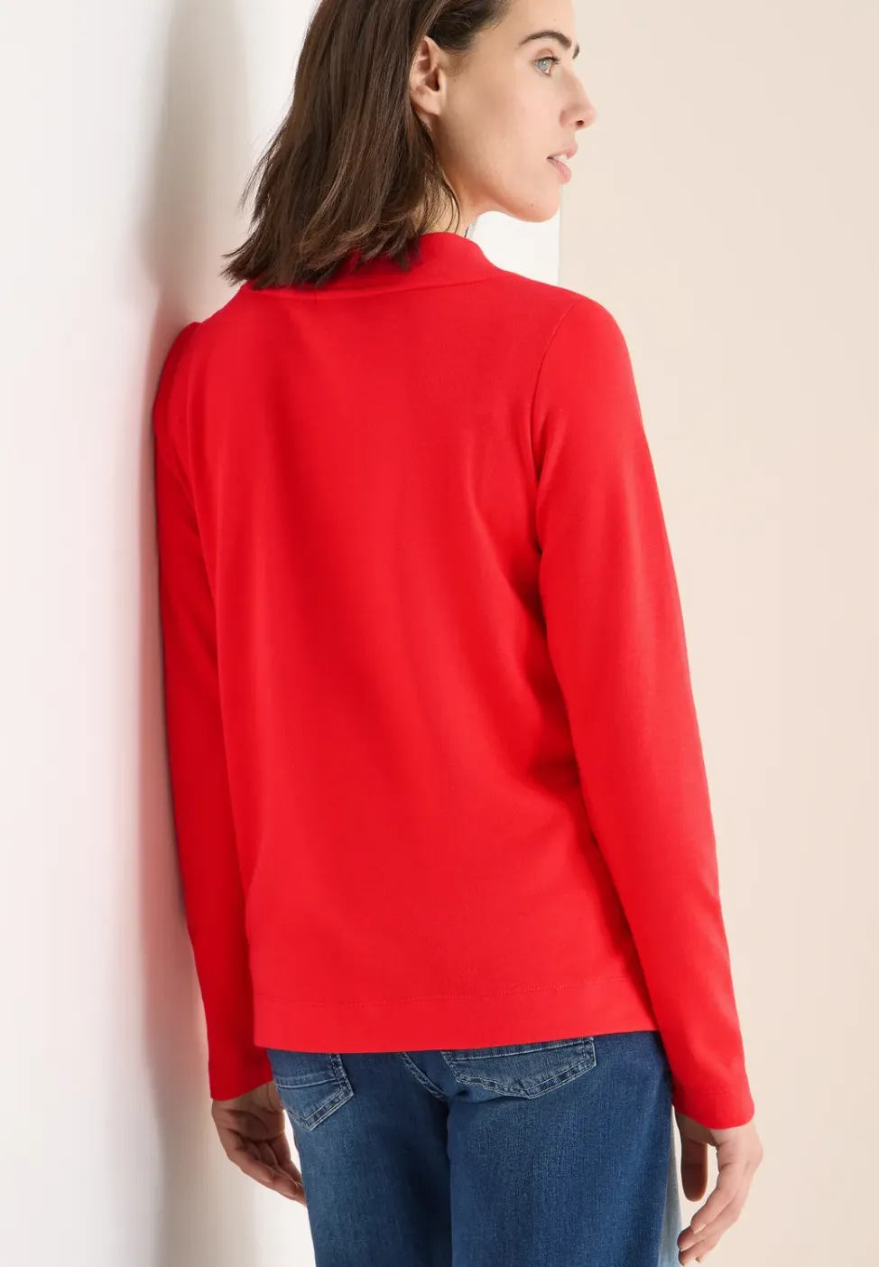 Shirt met trechtervormige hals in effen kleur