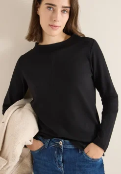 Shirt met trechtervormige hals in effen kleur