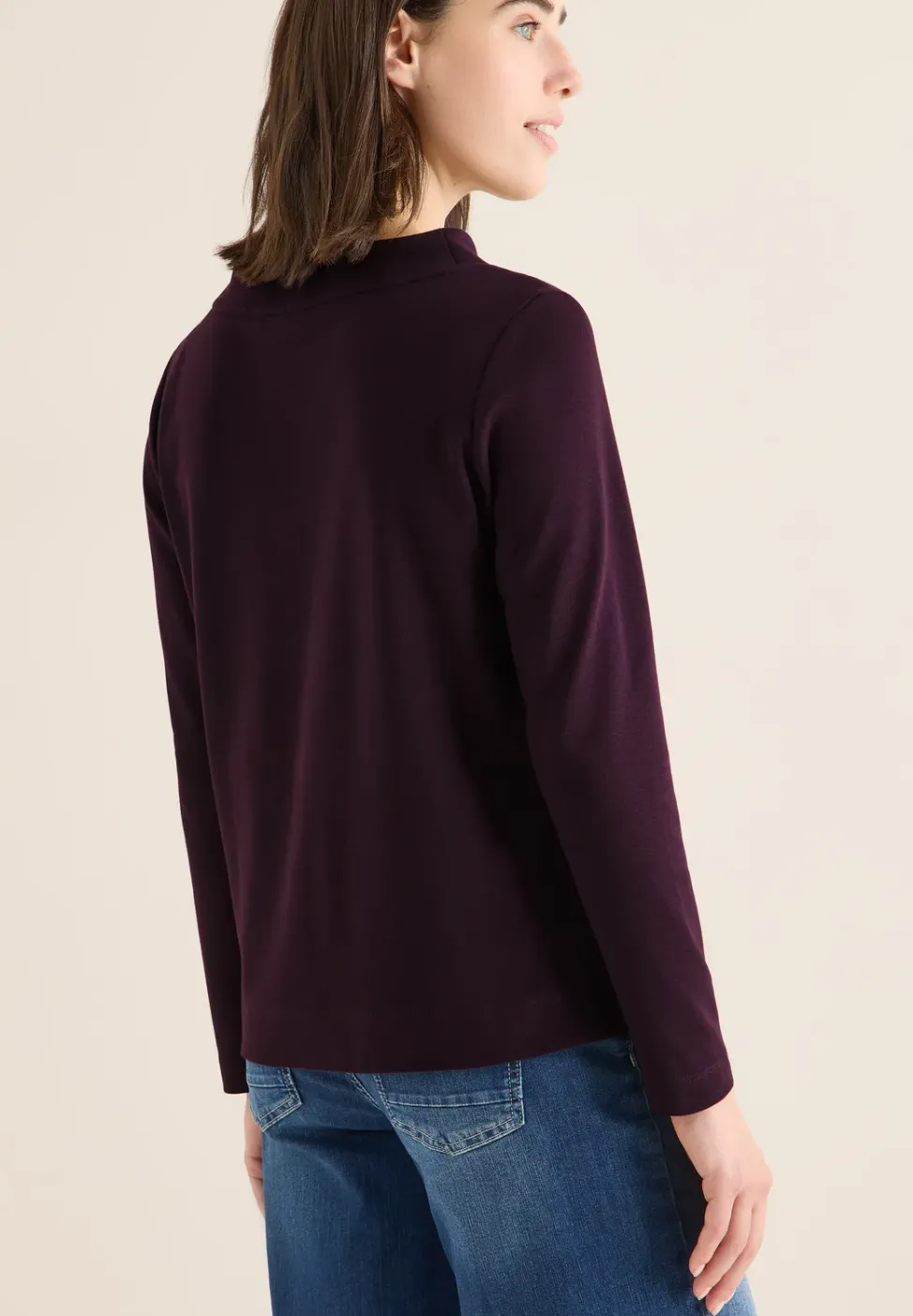 Shirt met trechtervormige hals in effen kleur