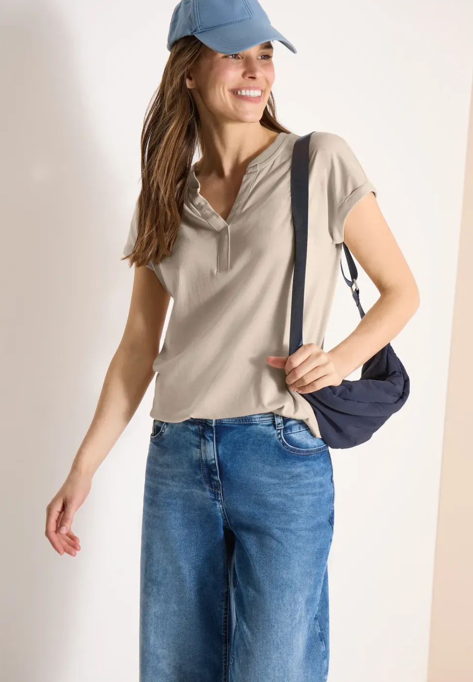 Shirt met tuniek en split aan de hals