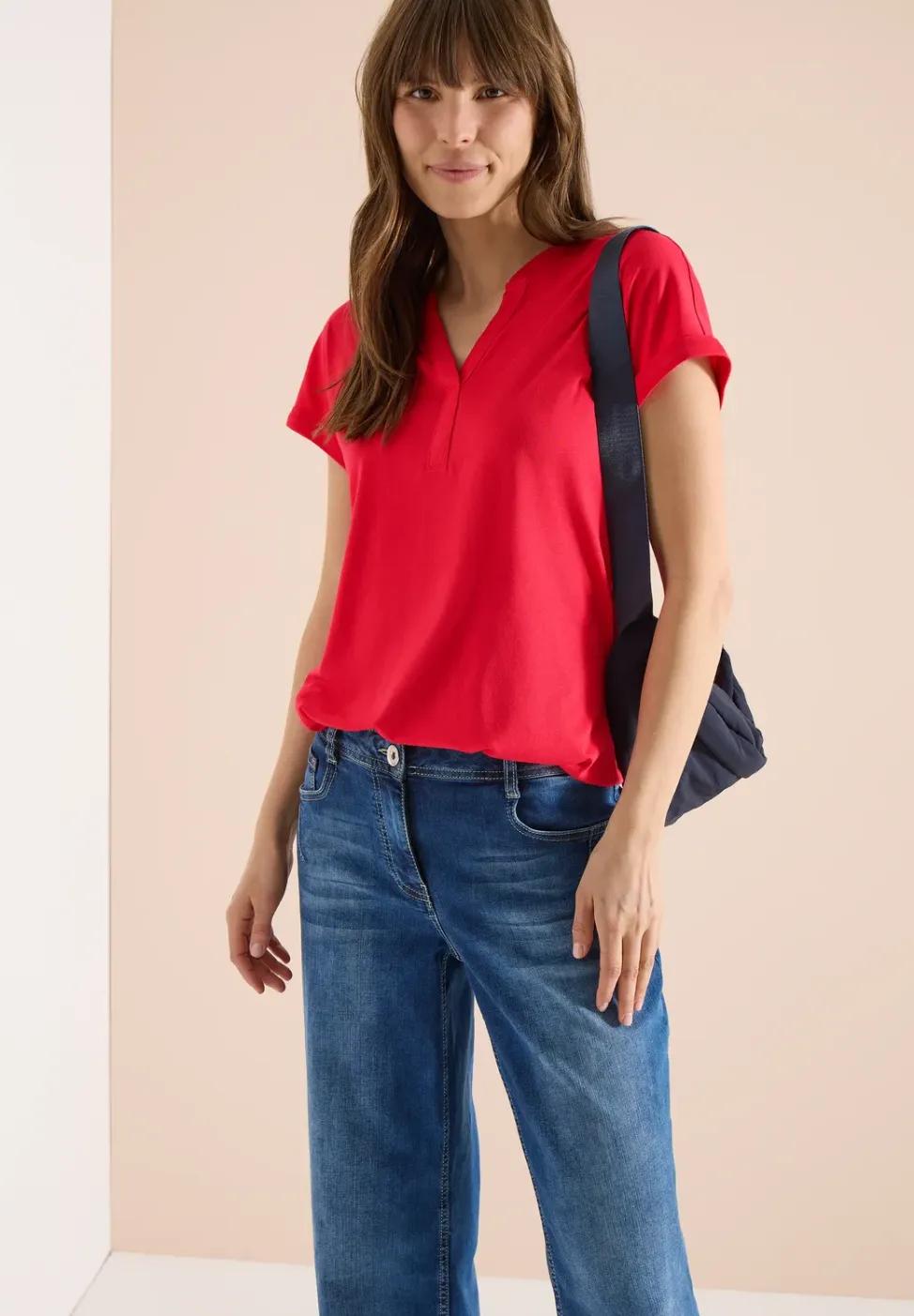 Shirt met tuniek en split aan de hals