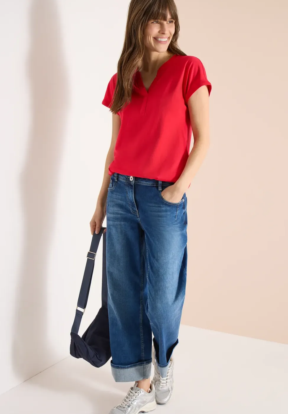 Shirt met tuniek en split aan de hals