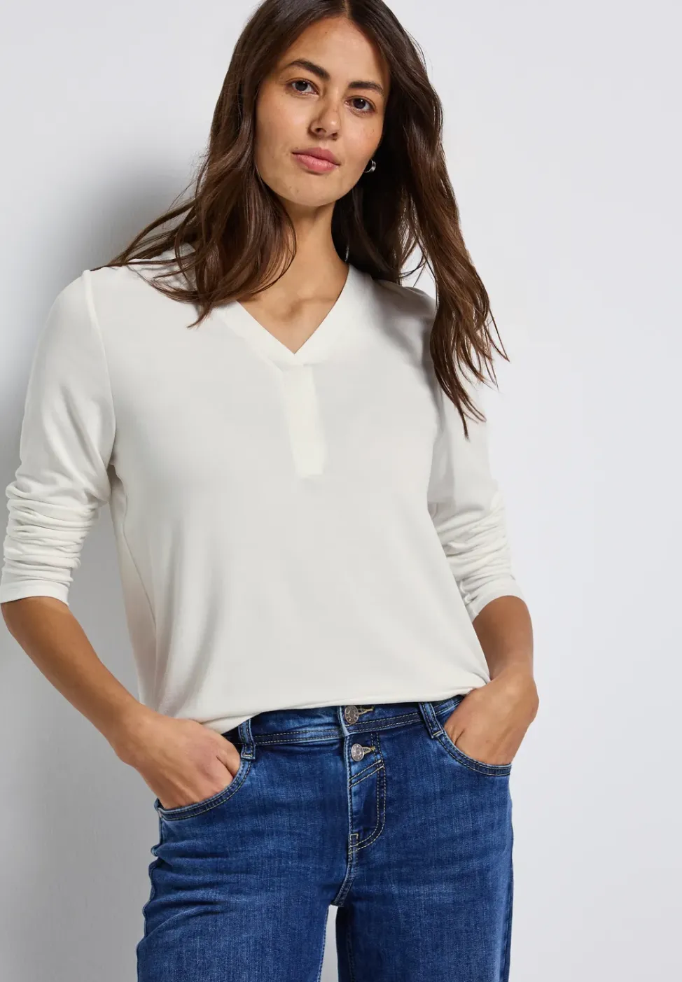 Shirt met V-hals