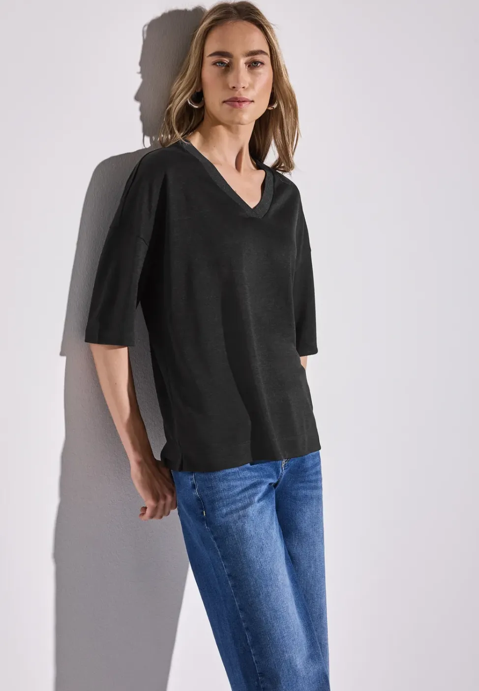 Shirt met V-hals