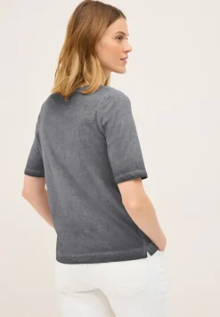 Shirt met V-hals en gewassen look