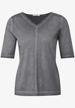 Shirt met V-hals en gewassen look