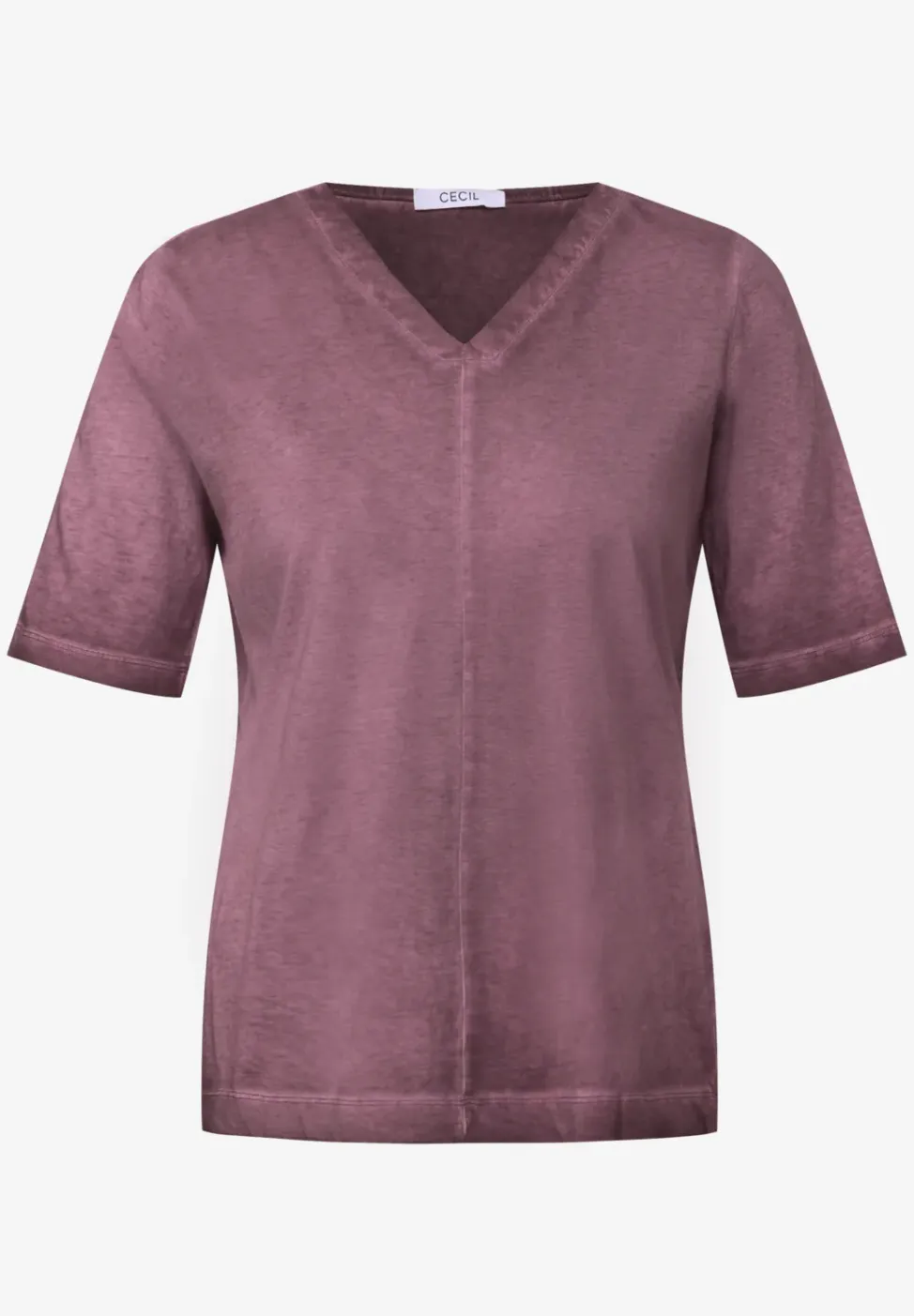 Shirt met V-hals en gewassen look