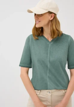 Shirt met V-hals en gewassen look