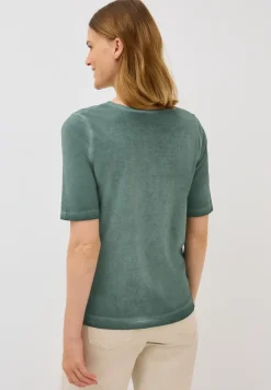 Shirt met V-hals en gewassen look