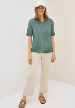 Shirt met V-hals en gewassen look