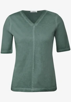 Shirt met V-hals en gewassen look