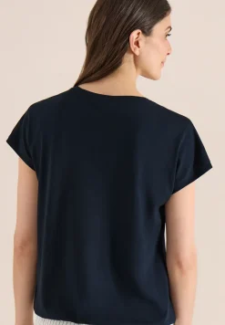 Shirt met V-hals en kanten detail