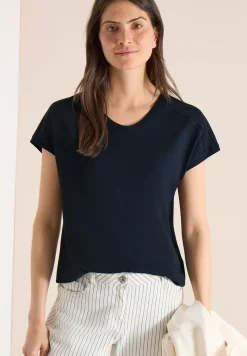 Shirt met V-hals en kanten detail