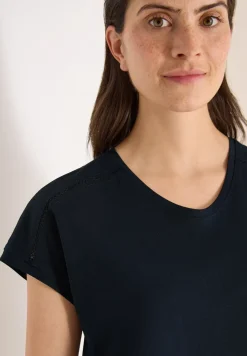 Shirt met V-hals en kanten detail