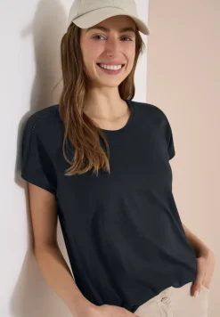Shirt met V-hals en kanten detail