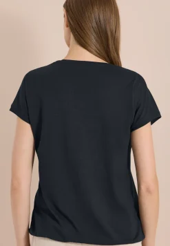 Shirt met V-hals en kanten detail