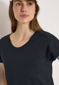 Shirt met V-hals en kanten detail