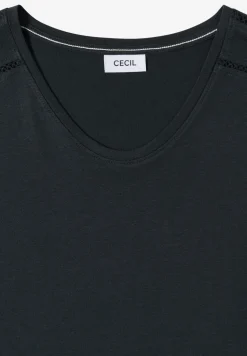 Shirt met V-hals en kanten detail
