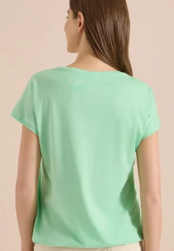 Shirt met V-hals en kanten detail