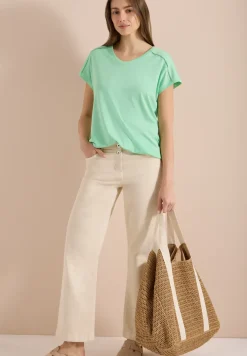 Shirt met V-hals en kanten detail