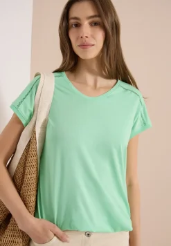 Shirt met V-hals en kanten detail